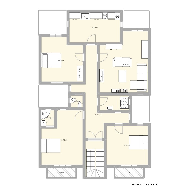 PLAN RSD PGM. Plan de 10 pièces et 130 m2