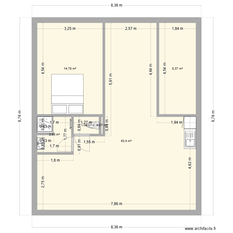 combles v2. Plan de 6 pièces et 71 m2