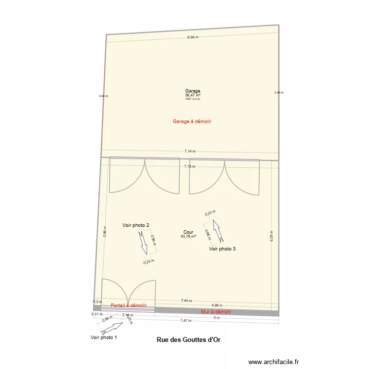 annexe margny. Plan de 2  et 80 m²