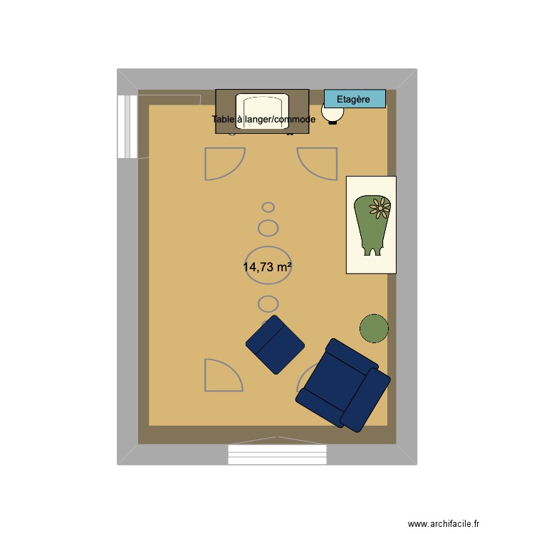 baby room. Plan de 1 pièce et 15 m2