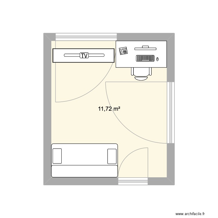 Plan Bureau. Plan de 1 pièce et 12 m2
