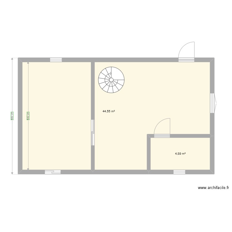 premier essayage. Plan de 2 pièces et 49 m2