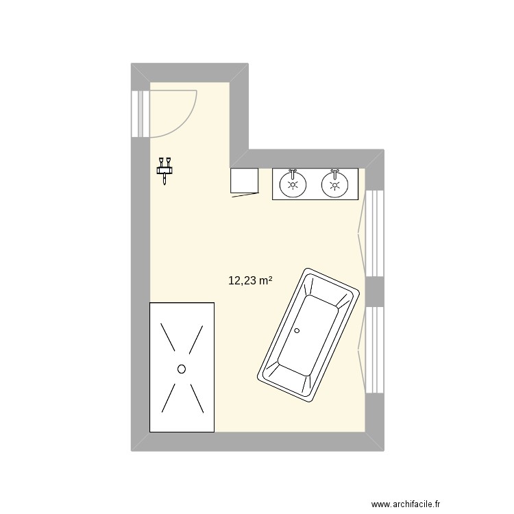 salle de bain - projet 1. Plan de 1 pièce et 12 m2