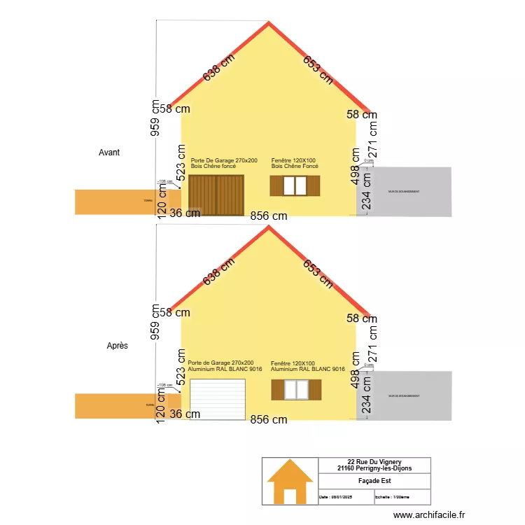 Facade est. Plan de 