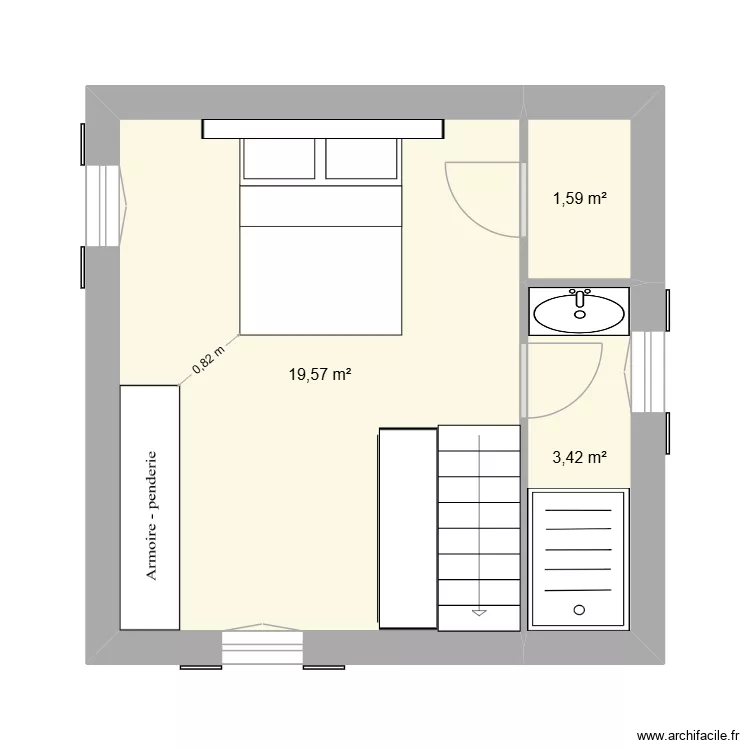 MC/JM  chambre 1er. Plan de 