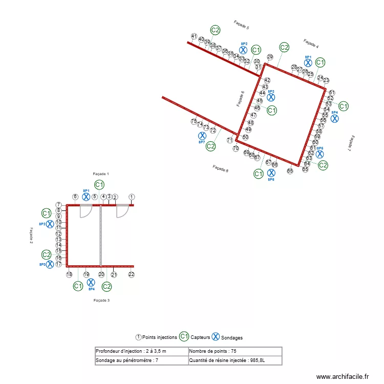 SA HLM Saint Cretin. Plan de 2  et 20 m²