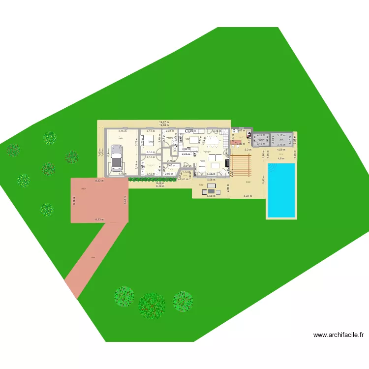 Cambremer R+1 jardin. Plan de 27  et 415 m²