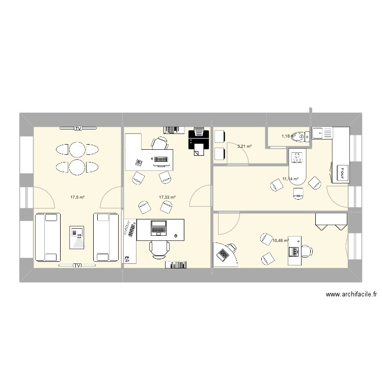 Négocity 2. Plan de 6 pièces et 61 m2