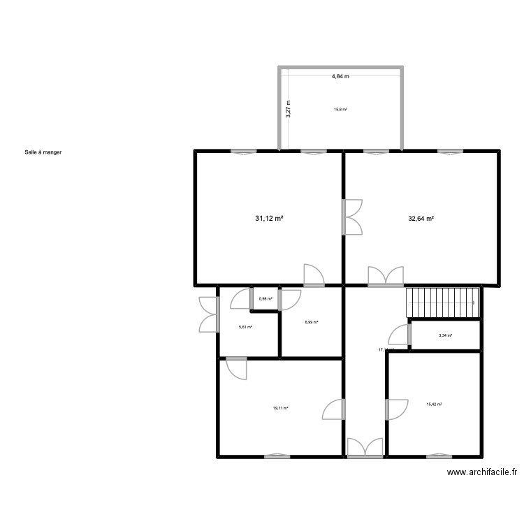 maison principale RDC. Plan de 10 pièces et 148 m2