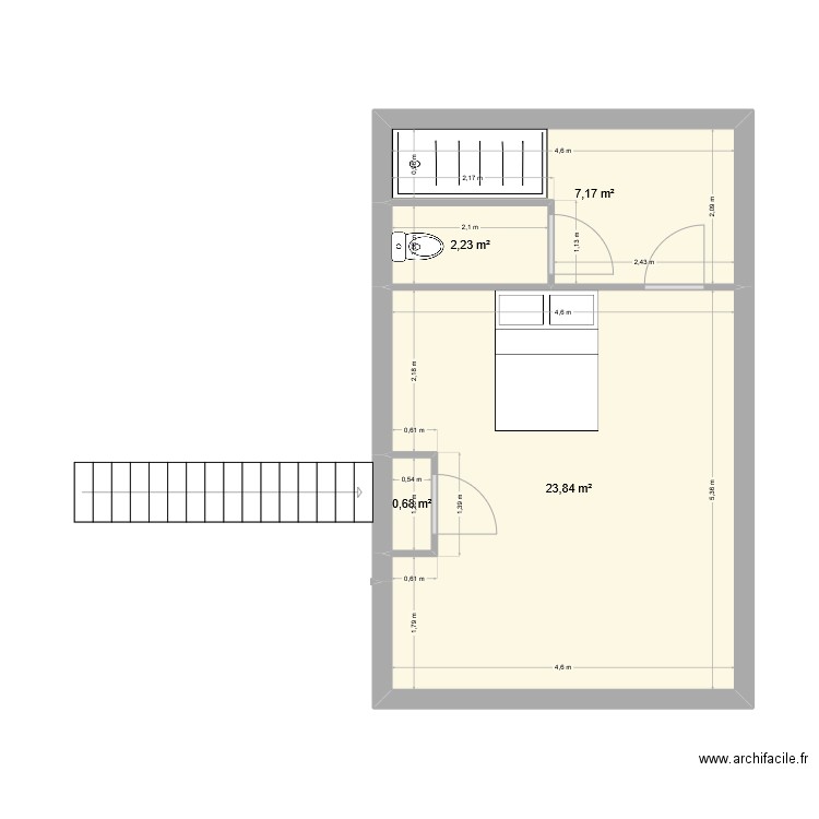 courlet. Plan de 4 pièces et 34 m2