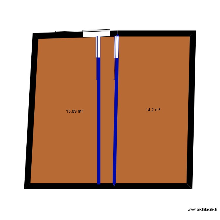 chambres filles. Plan de 2 pièces et 30 m2