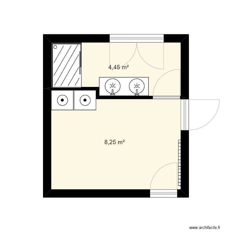 Suite parentale3. Plan de 2 pièces et 13 m2