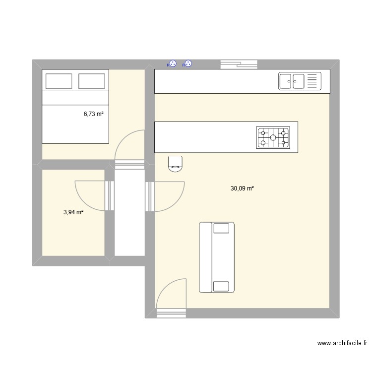 lulu. Plan de 3 pièces et 41 m2