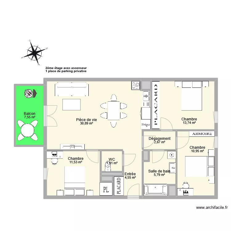 BOUYGUES DIJON T4. Plan de 