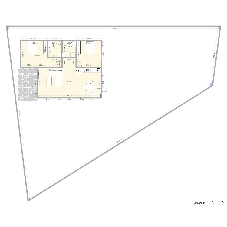 Maison Pointe indienne. Plan de 6 pièces et 635 m2
