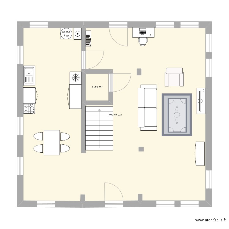devoir. Plan de 2 pièces et 75 m2