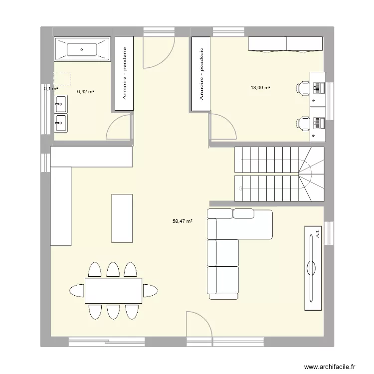 Maison rez. Plan de 4  et 78 m²