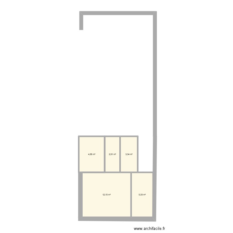 Sous sol Sainte Luce. Plan de 5 pièces et 29 m2