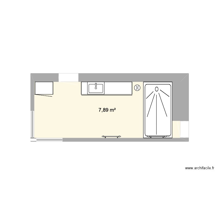 SDB 1. Plan de 1 pièce et 8 m2