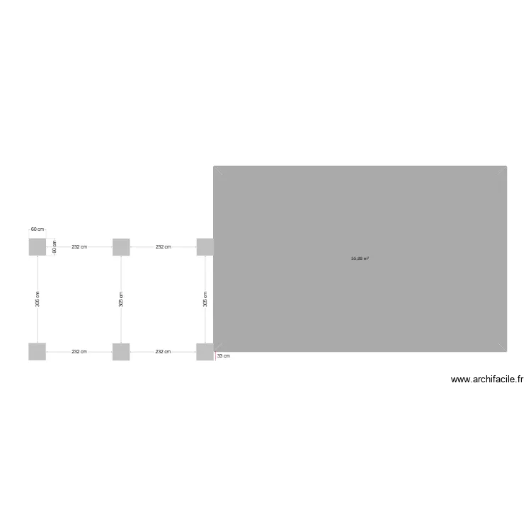 carport. Plan de 1  et 56 m²