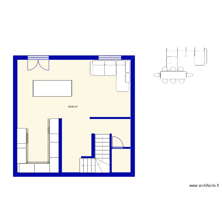 Sterrebeek-premier-etage. Plan de 1 pièce et 56 m2
