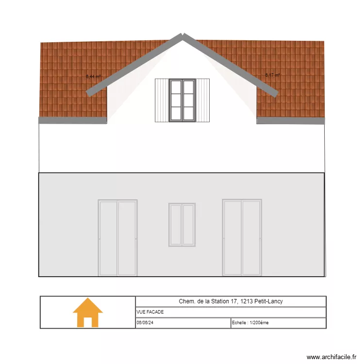 VUE facade. Plan de 