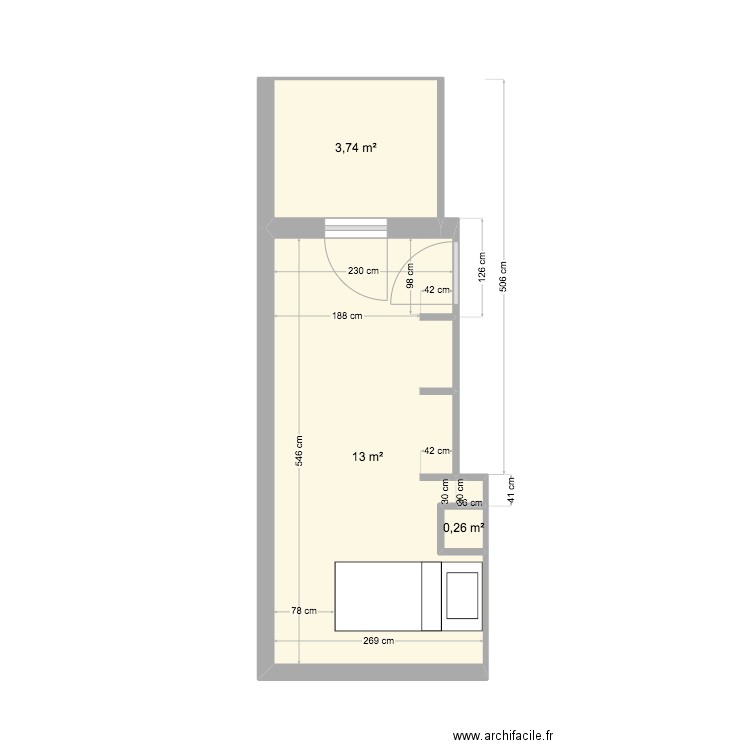 st priest. Plan de 3 pièces et 17 m2