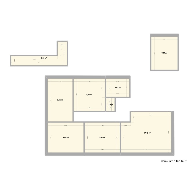 Maison NOYERS. Plan de 9 pièces et 73 m2