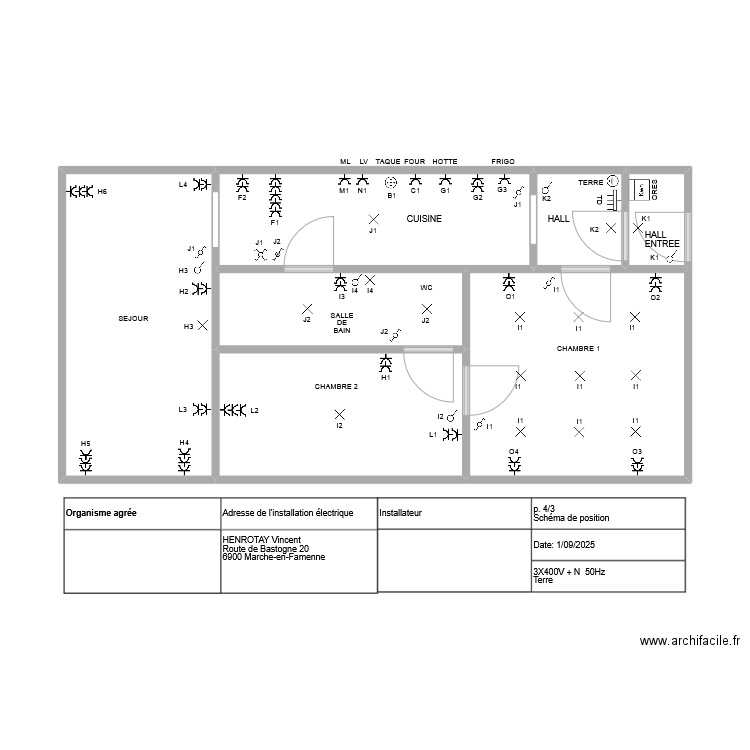 Rez Marche. Plan de 7 pièces et 47 m2