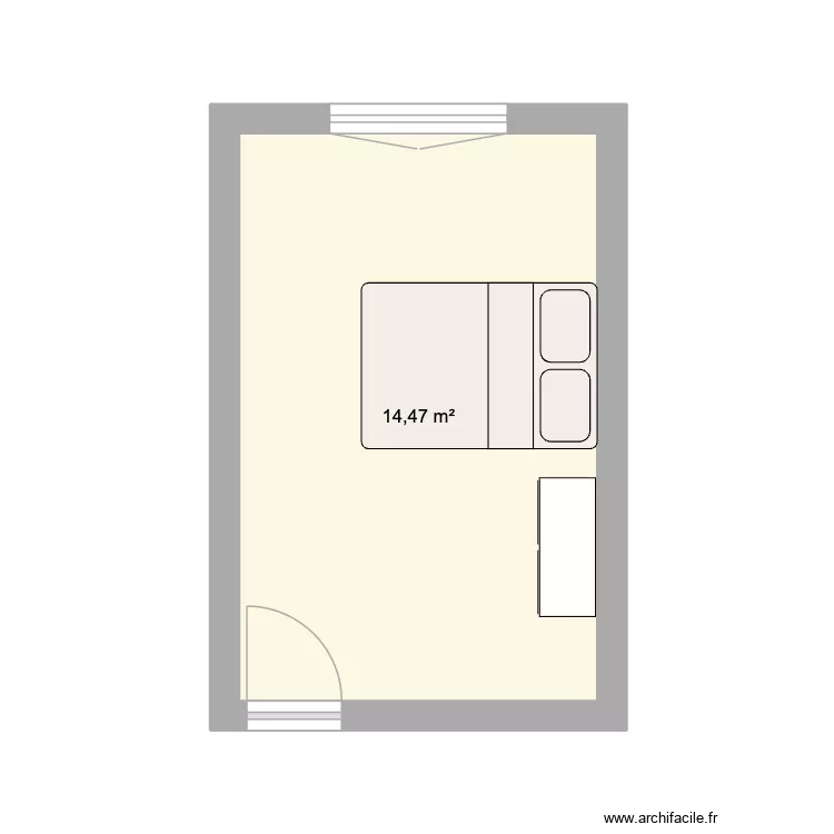 Chambre Pablo. Plan de 1 Pièce et 14 m² Chambre Pablo. Plan de 1 Pièce et 14 m²