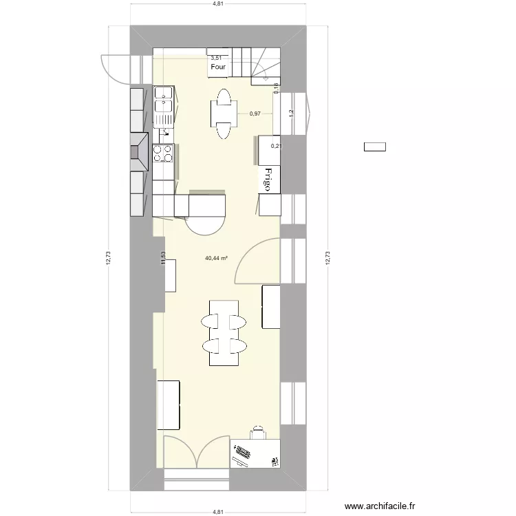 cuisine. Plan de 1 et 40 m² cuisine. Plan de 1 et 40 m²