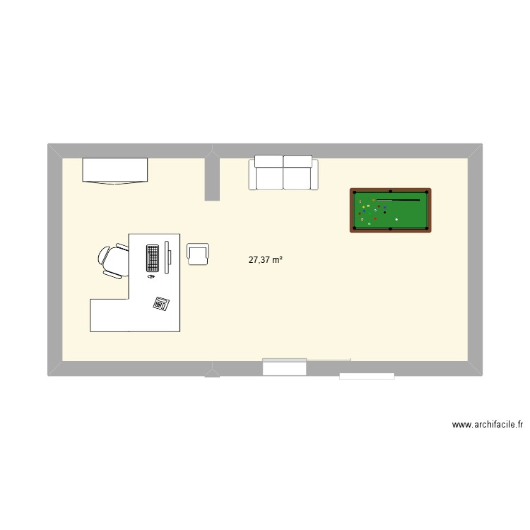 Accueil. Plan de 1 pièce et 27 m2