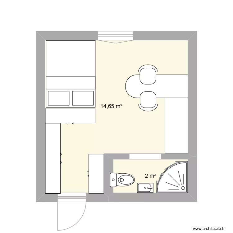 GERMAIN_PILON. Plan de 2 pièces et 17 m²