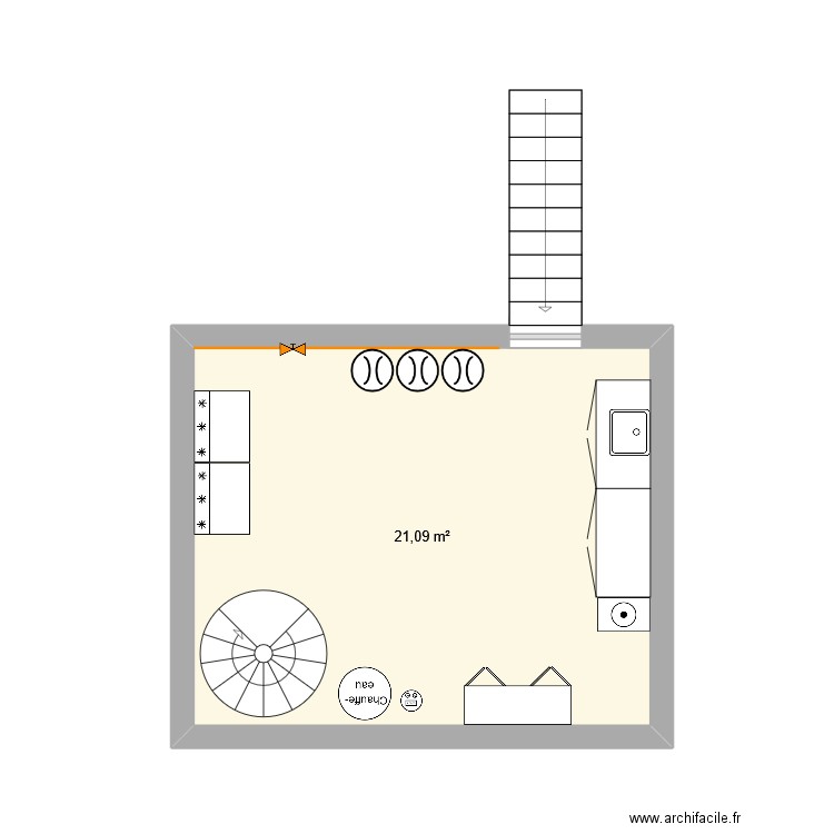 Cave_Cafe Jo. Plan de 1 pièce et 21 m2