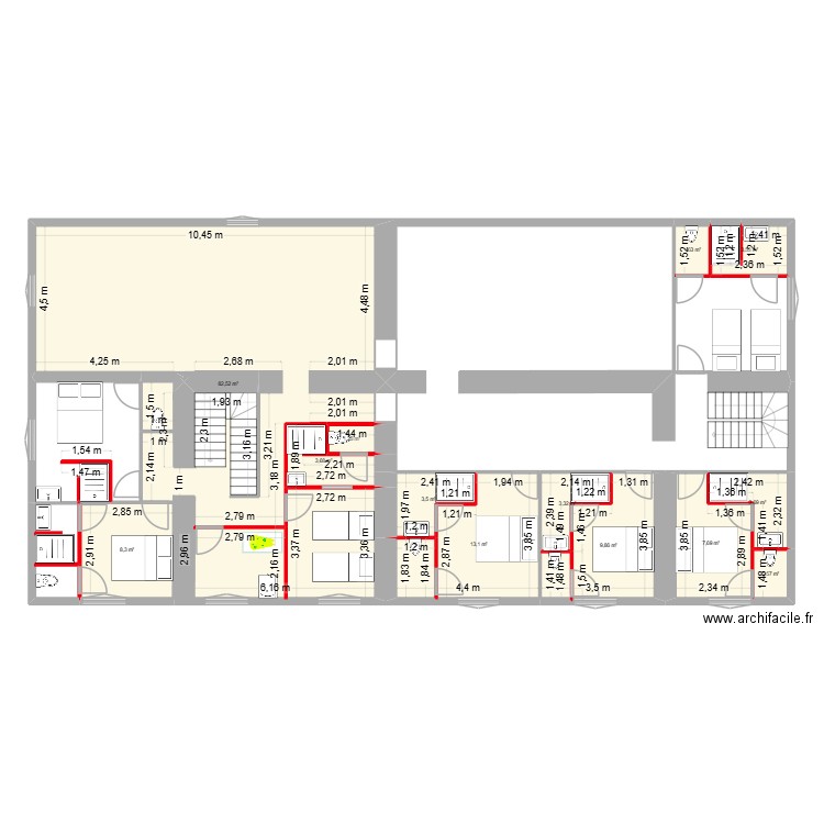 ETAGE 3 LA RICHTIERE 2eme projet. Plan de 13 pièces et 144 m2
