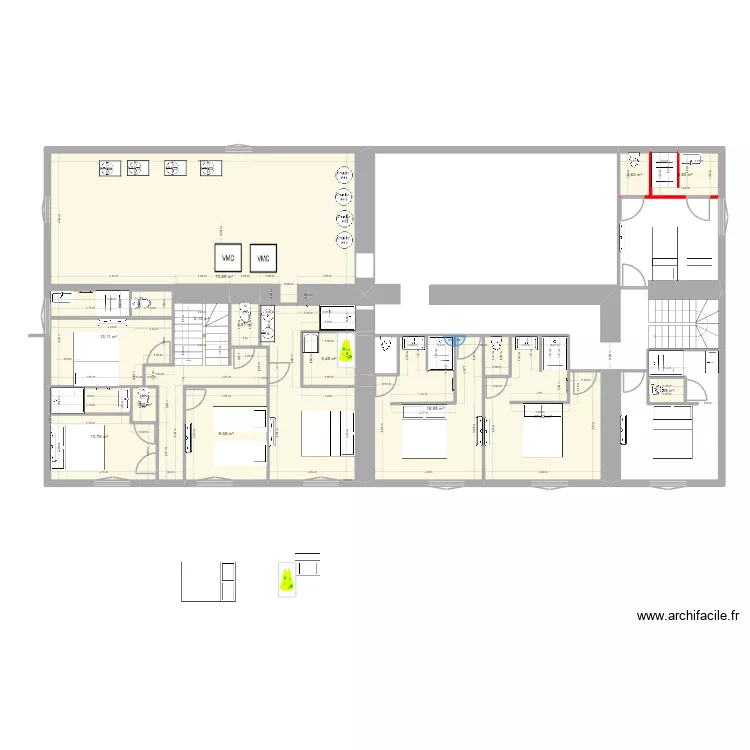 ETAGE 3 LA RICHTIERE 2eme projet. Plan de 13 et 158 m² ETAGE 3 LA RICHTIERE 2eme projet. Plan de 13 et 158 m²