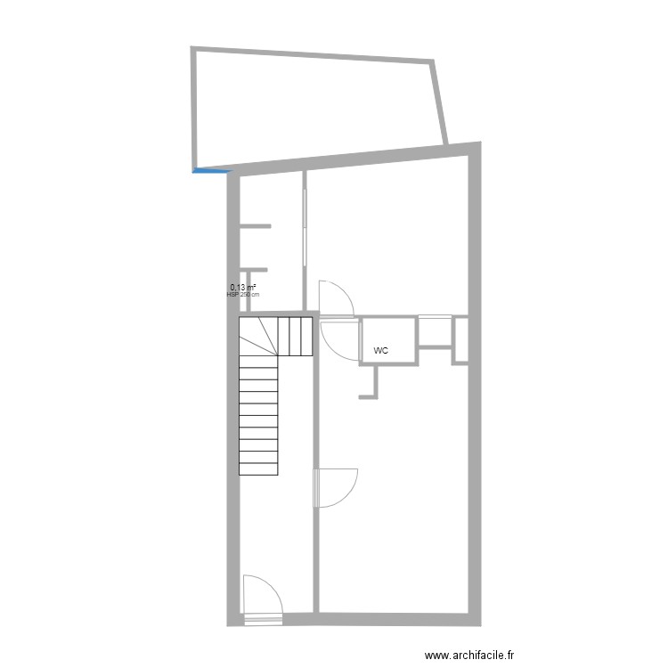 étage P. Plan de 3 pièces et 19 m2
