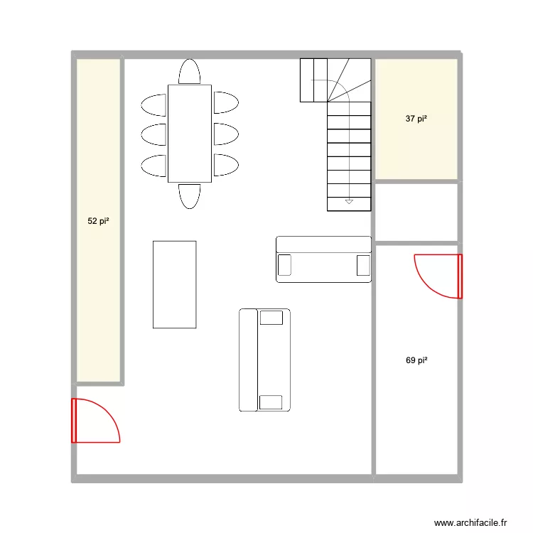 rdv. Plan de 3 pièces et 15 m²