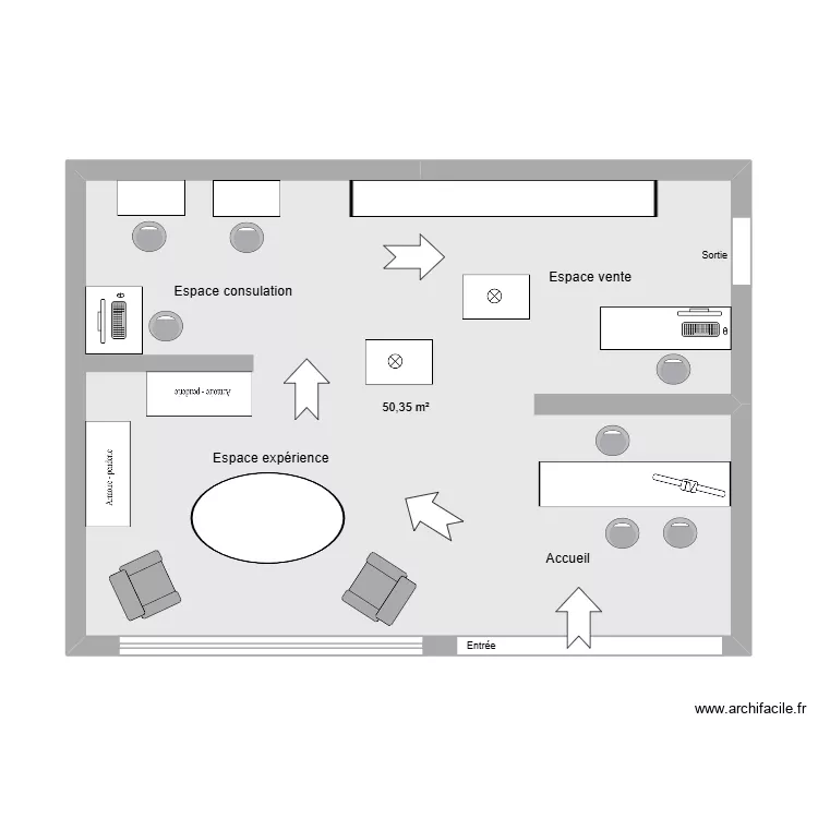 Stand Cosmetic 360 2D. Plan de 1  et 50 m²