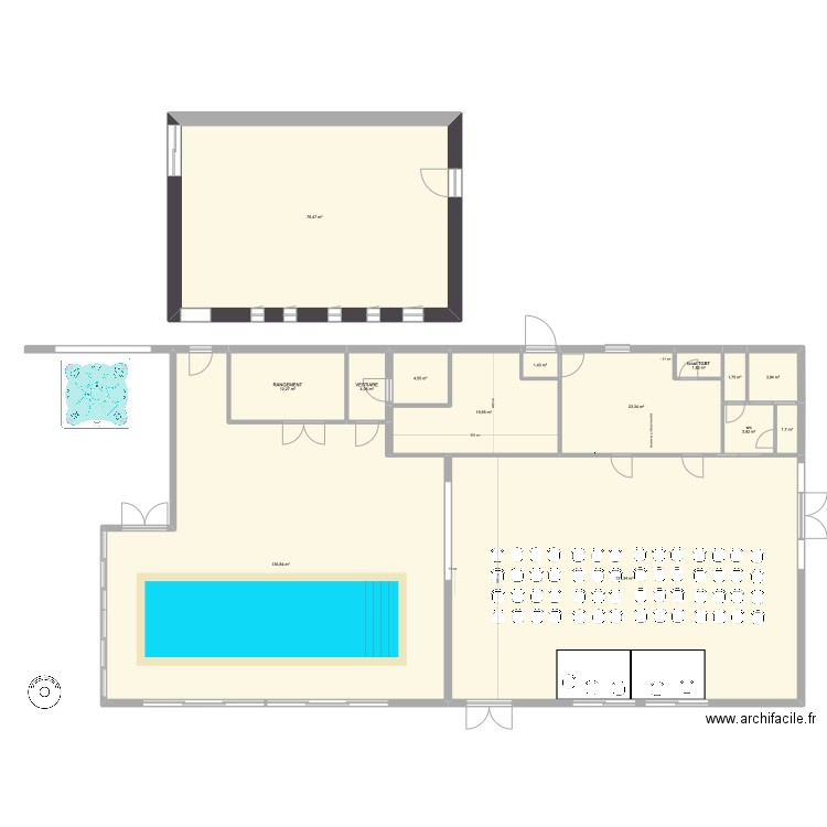 PLAN D'IMPLANTATION 15fevr pour VIRTUO- SALLE DOMAINE QUATRE PLUMES 1. Plan de 14 pièces et 423 m2