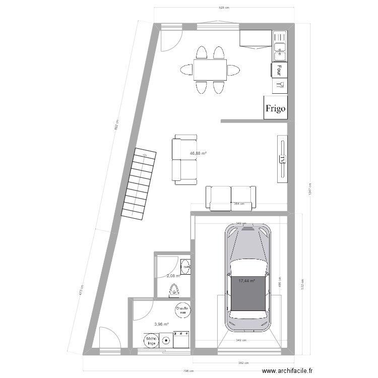 pj12. Plan de 4 pièces et 70 m2