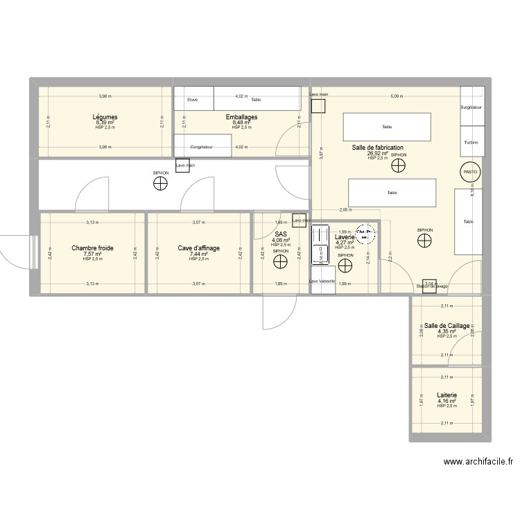 Gaec ghillain. Plan de 9 pièces et 76 m2