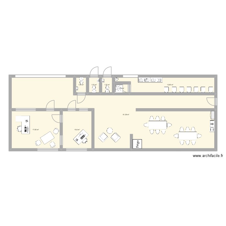 BUREAU CHAPONOST. Plan de 8 pièces et 128 m2