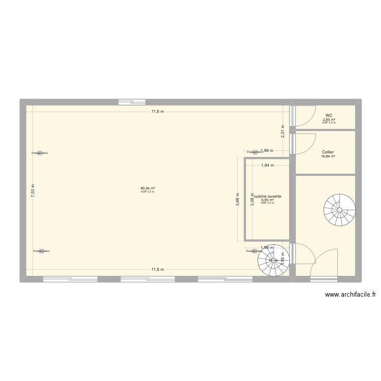 vohitsara2. Plan de 4 pièces et 107 m2