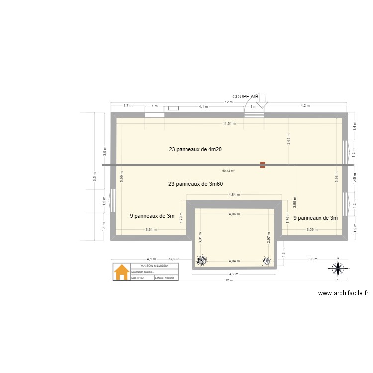 maison MEUSSIA  PANNOTEC. Plan de 4 pièces et 136 m2