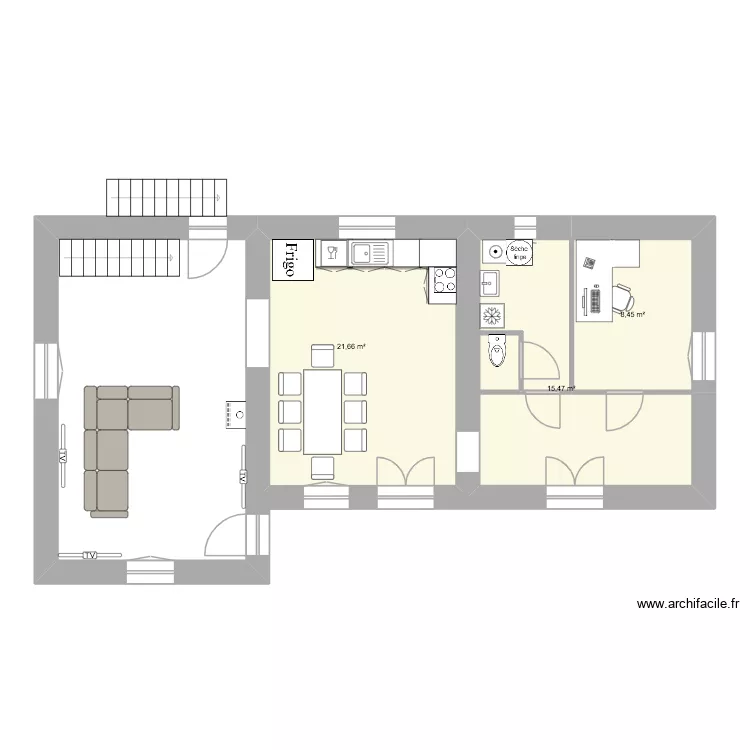 RDC FUTUR OK. Plan de 3 Pièces et 46 m² RDC FUTUR OK. Plan de 3 Pièces et 46 m²