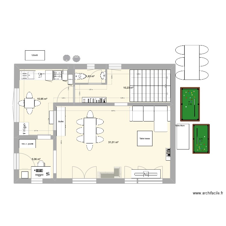 Villa du parc RDC. Plan de 5 pièces et 59 m2