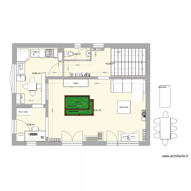 Villa du parc RDC. Plan de 6  et 59 m²