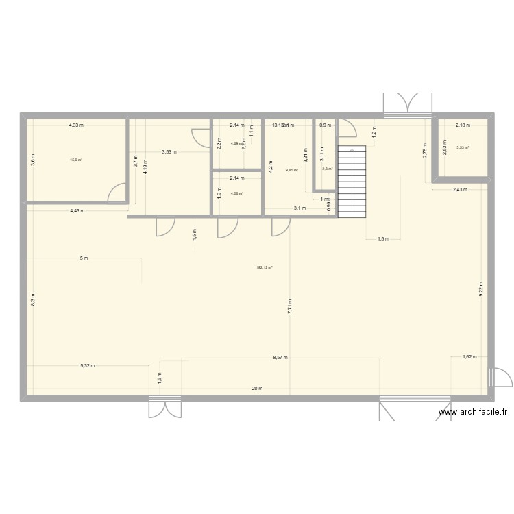 Varambon refait. Plan de 7 pièces et 259 m2