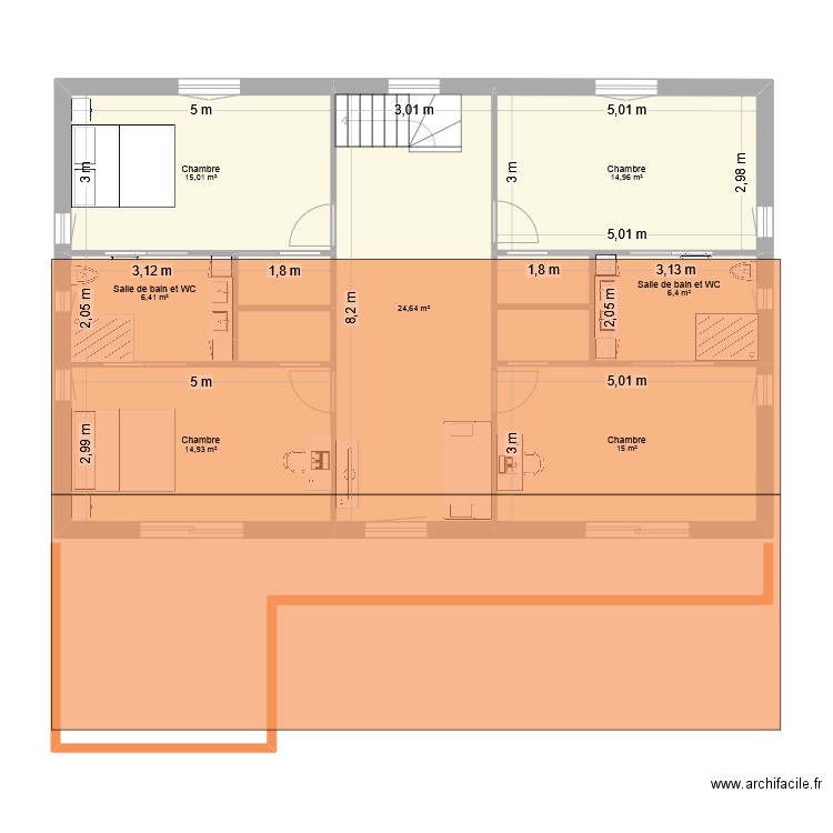 plan étage maison. Plan de 11 pièces et 104 m2
